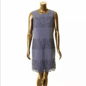 NWT ANNE KLEIN NEW Women's Eton Blue Lace Inset Trim Sheath Dress 6 TEDO $139
